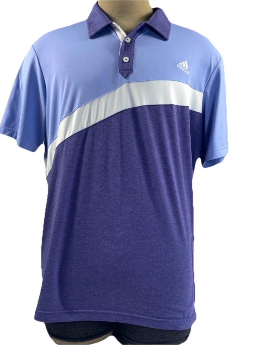 Adidas Golf Climalite Angular Colorblock Polo Shirt Purple White XL